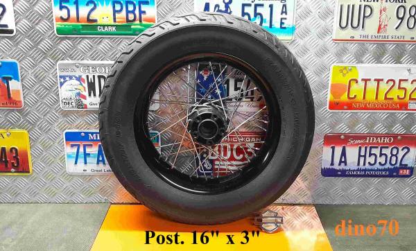 473 € 249 Harley cerchio ruota post. originale a raggi da 16" x 3" nero