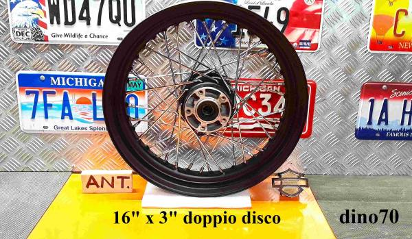 844 € 249 Harley cerchio ruota ant. originale a raggi da 16" x 3" doppio disco