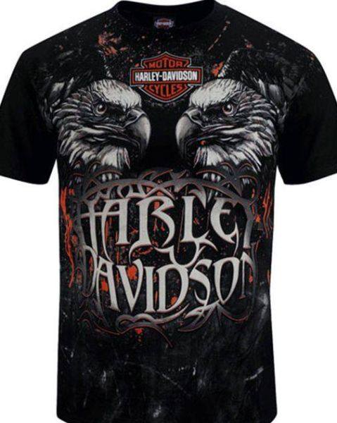 T-Shirt da Uomo Harley Davidson Double Eagle Black Moto Biker