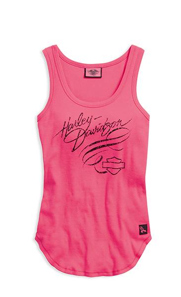 Maglia canotta top t-shirt donna harley davidson rosa fucsia fuxia pink label