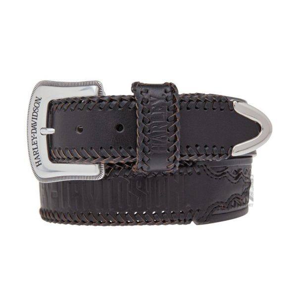 Cintura Pelle Uomo Orig. Harley Davidson Dakota Woven Belt