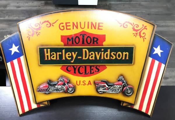 Insegna in legno Harley-Davidson vintage