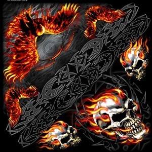 Bandana in Cotone Burning Skull / Burning Eagle Biker
