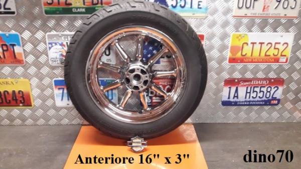 076 € 299 Harley cerchio ant. da 16" x 3" cromato x doppio disco