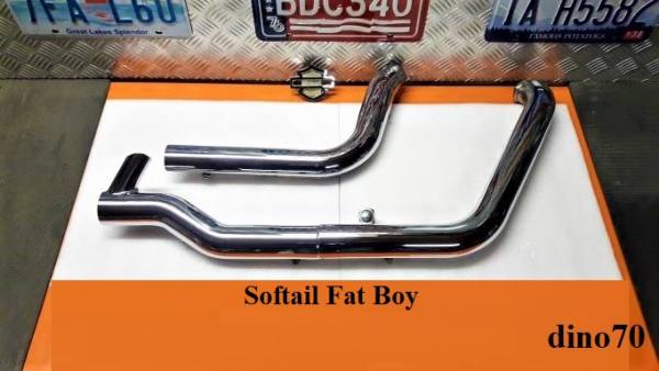 071 € 249 Harley collettori di scarico + cover cromo originali x Softail Fat Boy