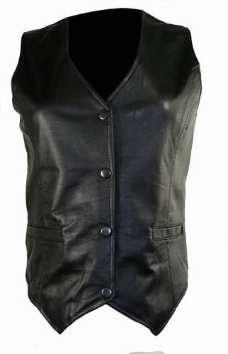 Gilet Donna Biker Chick Nero Ricamato Leather Vest