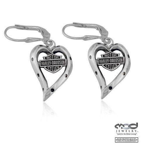 Orecchini Harley-Davidson Sterling Silver Bar & Shield Dangle Earrings