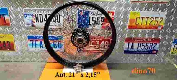 409 € 239 Harley cerchio ruota ant. originale a raggi da 21" x 2,15" doppio disco nero
