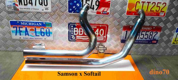 403 € 199 Harley sistema di scarico completo Samson Short cromati x Softail