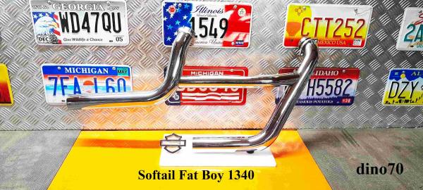 482 € 499 Harley 1340 collettori di scarico + cover originali x Softail Fat Boy Evo
