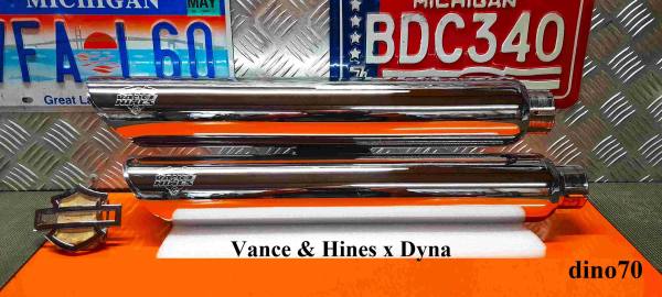 067 € 219 Harley terminali di scarico cromati Vance & Hines x Dyna