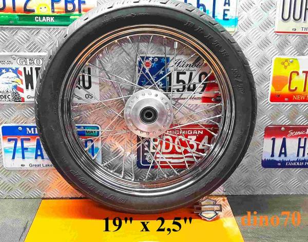 242 € 249 Harley cerchio ruota ant. originale a raggi da 19" x 2,5" cromato