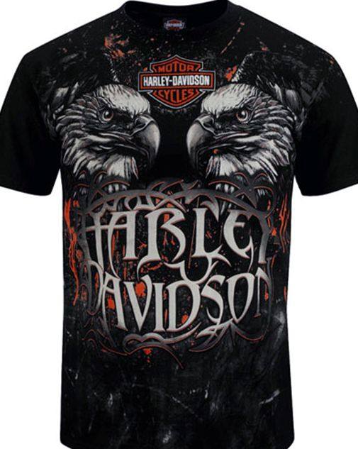 T-Shirt da Uomo Harley Davidson Double Eagle Black