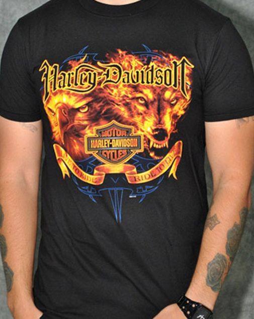 T-Shirt da Uomo Harley Davidson Wolf & Eagle Flames