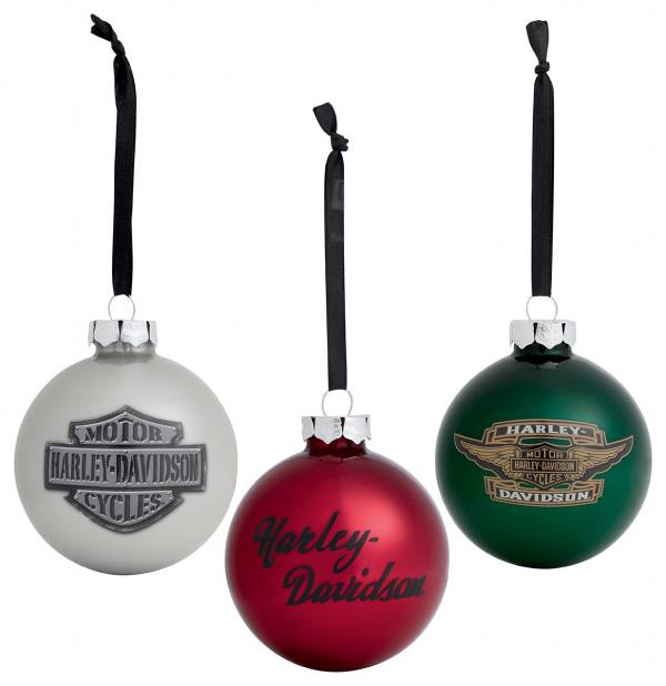 Set Palle di Natale Ornamentali Orig. Harley Davidson 96842-15V Glass Ball Ornaments